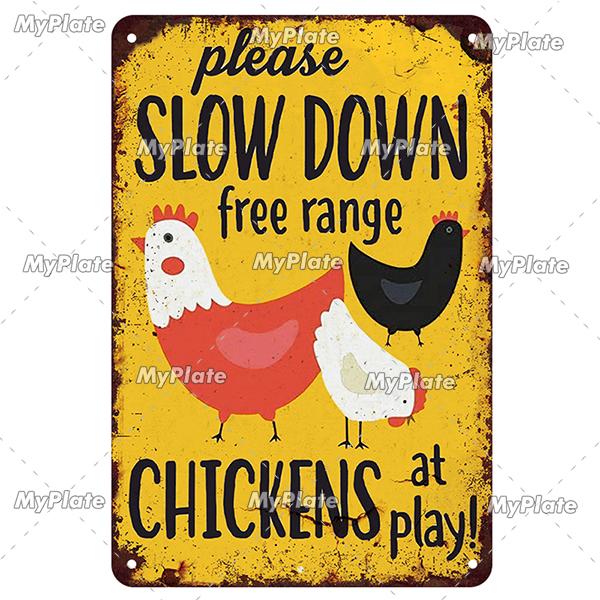 [MyPlate] Vintage Farm Chickens Retro Poster  Metal Sign Plate Tin Sign Wall Crafts Decor For Home Room Plaque Decoration Gift