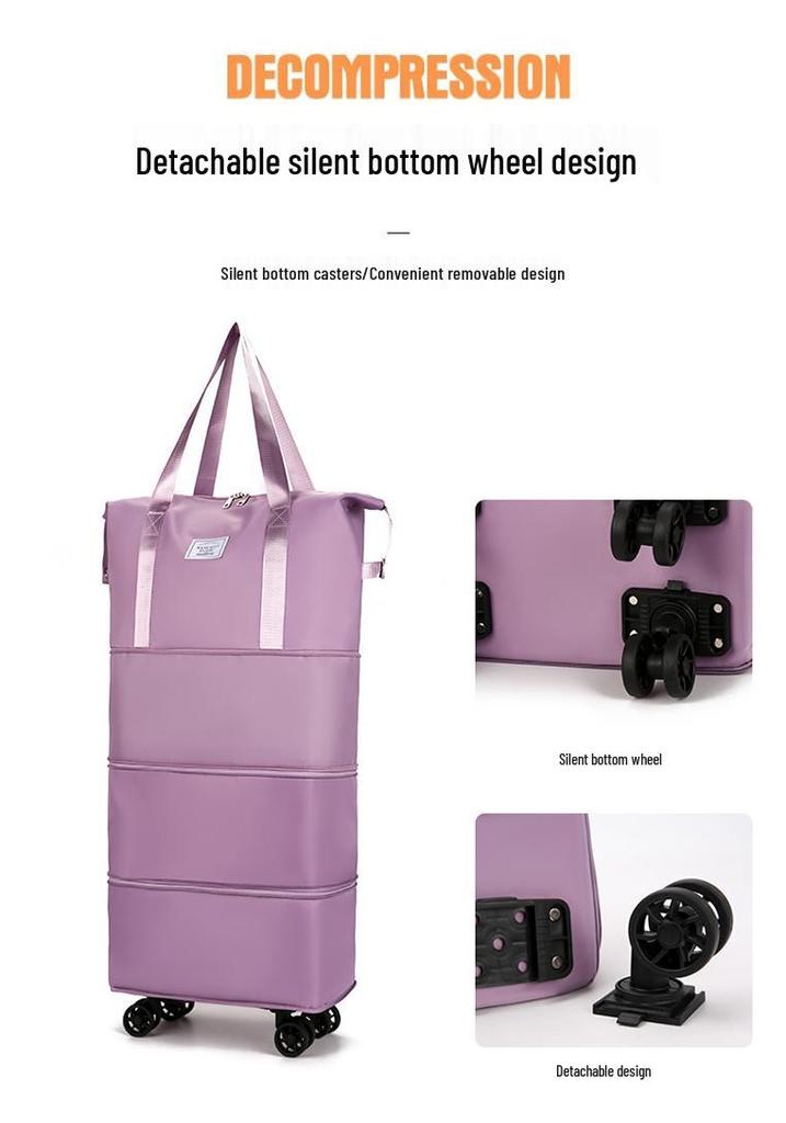 Women's Large-Capacity Rolling Backpack: Foldable, Portable Travel Bag with Universal Wheels