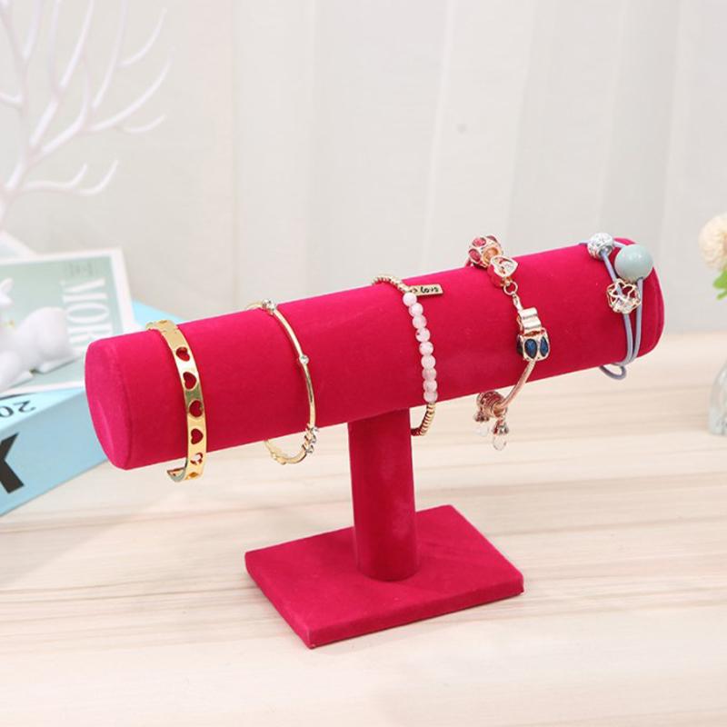 Single Tier Velvet Bracelet Chain Watch T-Bar Rack Jewelry Hard Display Stand