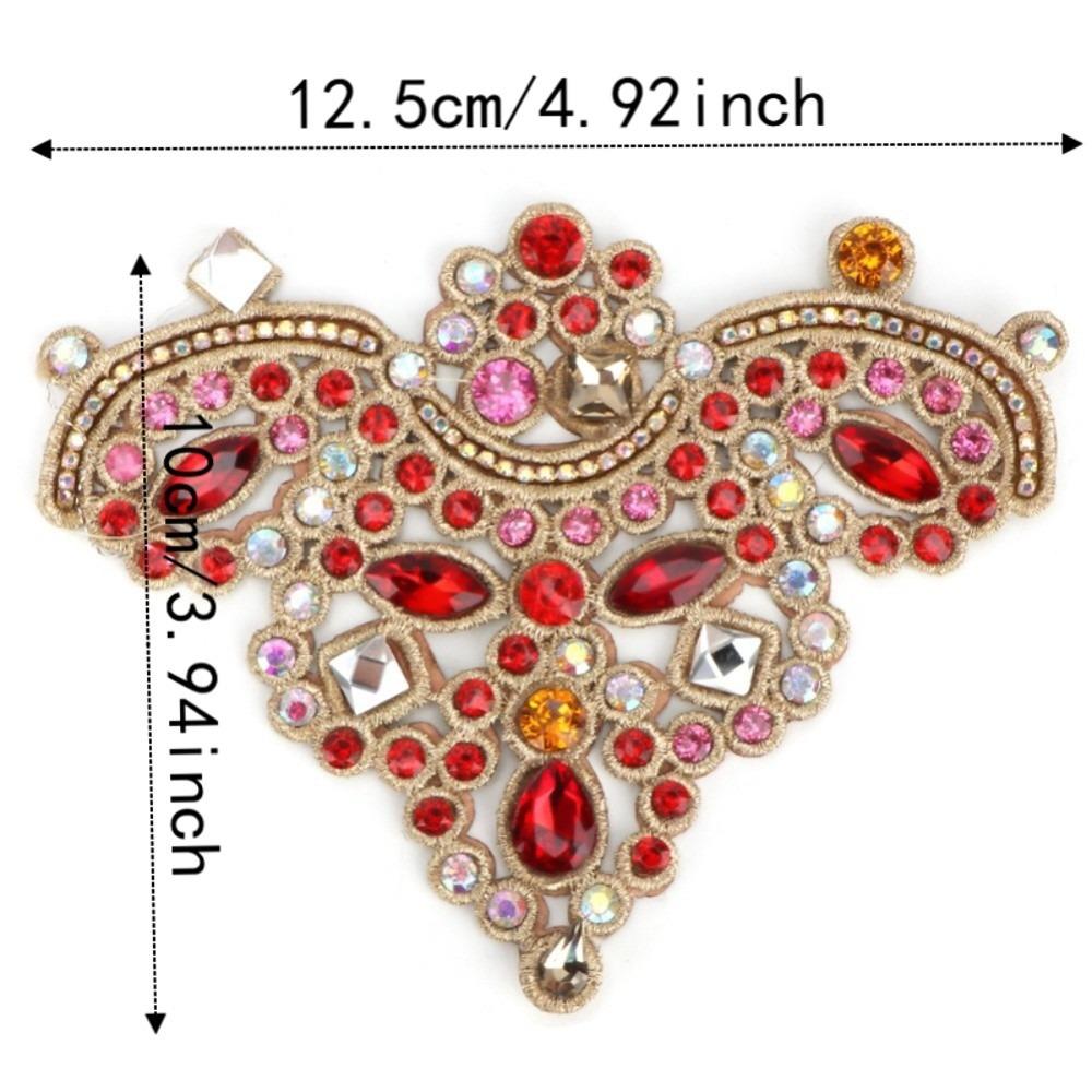 2pcs Sew On Design Rhinestone Applique Patches Beaded Applique Patches  For Clothing Accessories