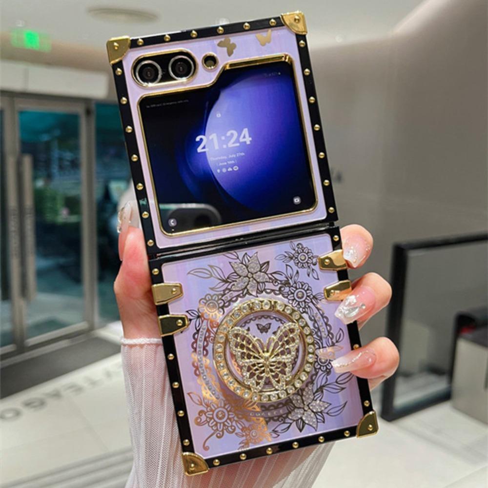 

Роскошный блестящий чехол-подставка с бабочкой Aurora для Samsung Galaxy Z Flip 6 5 4 3 Flip6 Flip5 Flip4 Flip3 5G Galaxy Z Flip 5