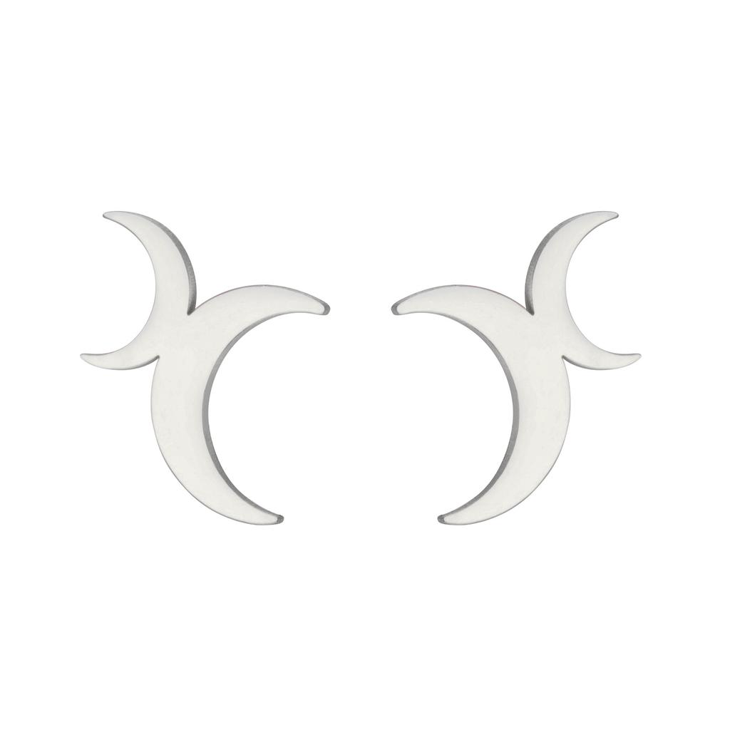 LIKGREAT Crescent Moon Earring for Women Girls Lunar Moon Phase Stud Dangle Earrings Stainless Steel Jewelry Gift