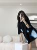 Women's Chic Oversized Black Short-Sleeve T-Shirt - Stylish Summer Mid-Length Top