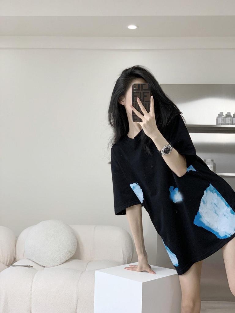 Women's Chic Oversized Black Short-Sleeve T-Shirt - Stylish Summer Mid-Length Top