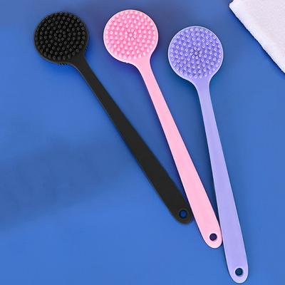 Rückenschrubber aus Silikon für Dusche, Badebürste mit extra langem Griff, doppelseitig