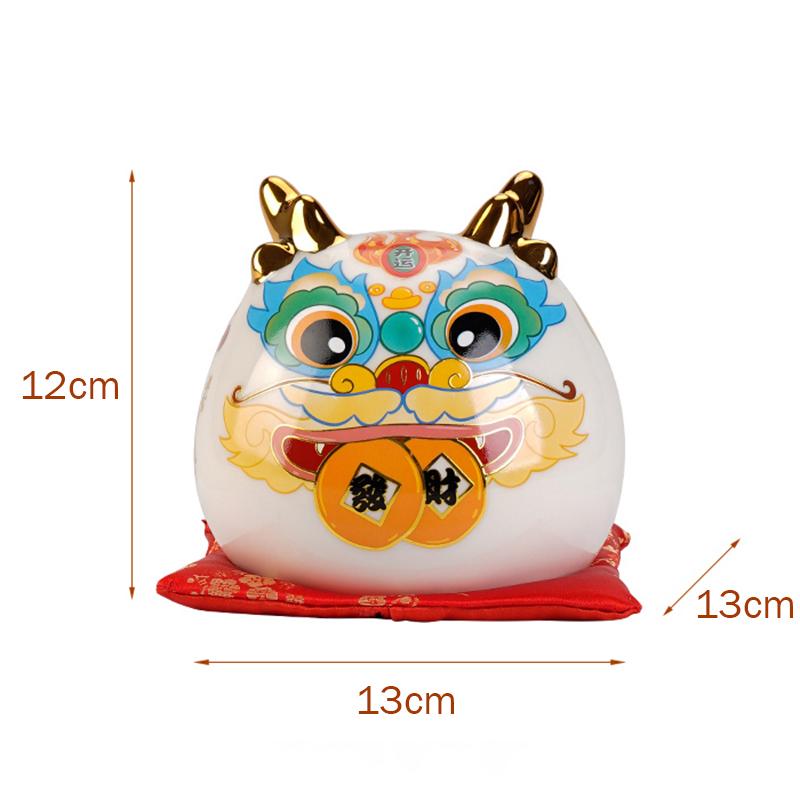5 Inch Ceramic Dragon Money Box Maneki Neko Ornament Home Decoration Mascot Gold Dragon Figurine with Gift Box