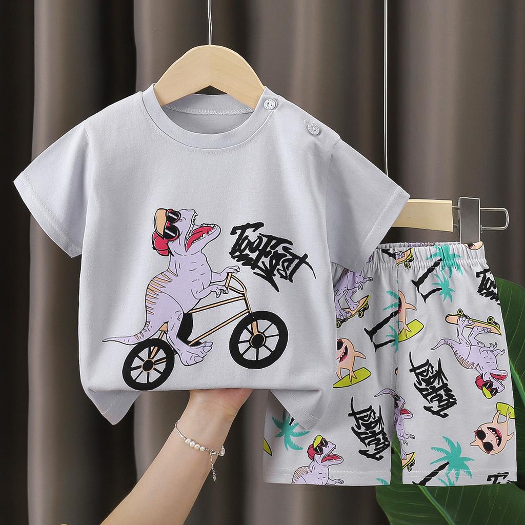 Letní kreslený potisk Dětské Chlapecké Oblečení Topy Bez rukávů Šortky 2ks/set Dívčí Dívčí Vesta Souprava oblečení Dětský Bavlněný Sportovní oblek