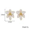 White Color Flower Big Petals Stud Earrings for Women Bohemian Alloy Statement Punk Simple Jewelry