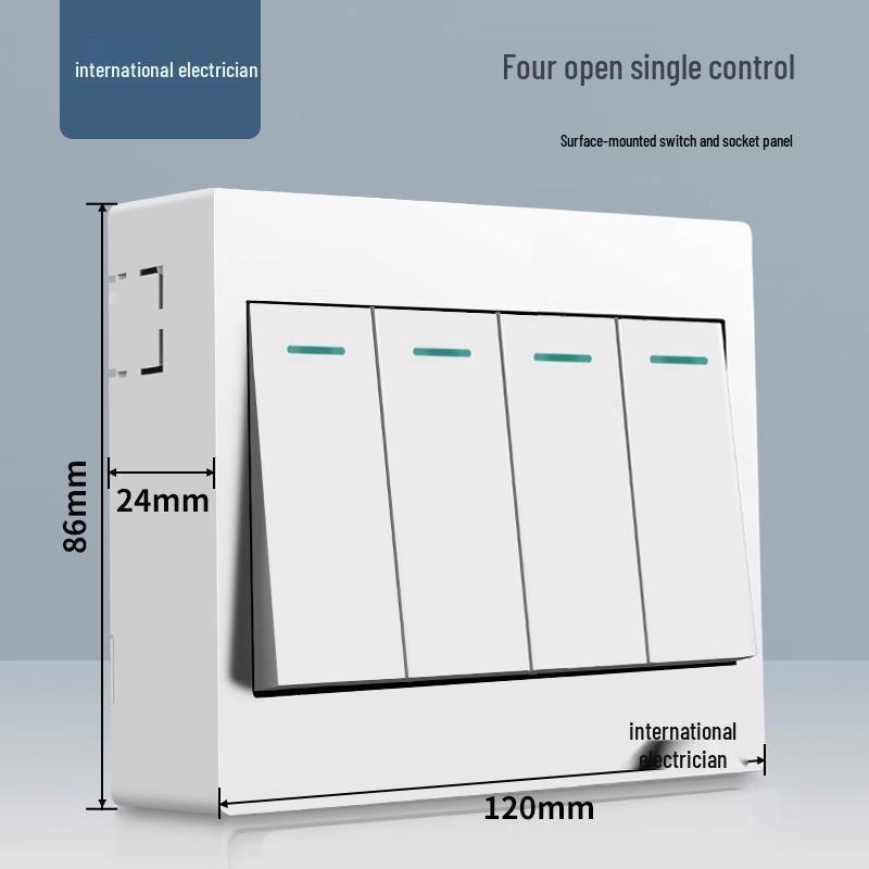 86 Type Double Gang Double Throw Wall Switch & Socket Panel with Exposed Wiring & Five Holes