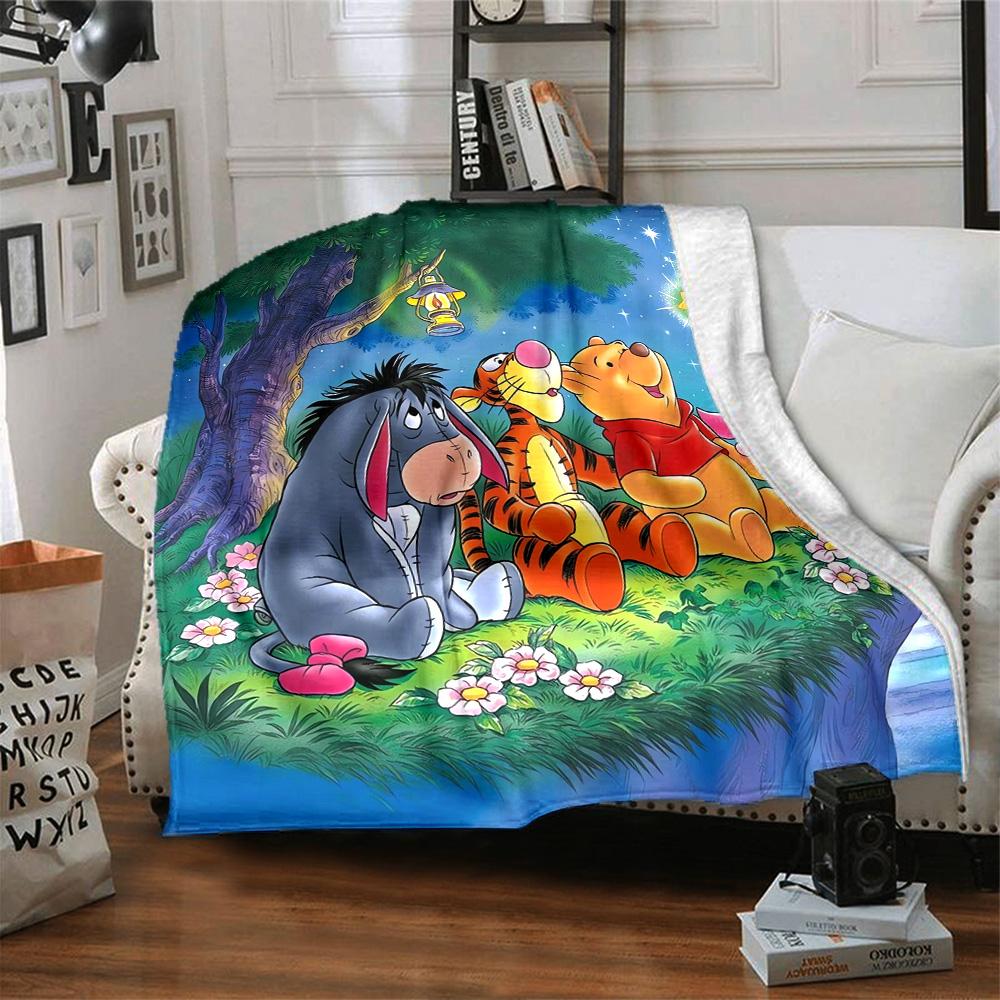 Winnie Pooh Friends Flannel Blanket Super Soft Warm Cozy Blanket For Sofa Bed Office Travel Allseason Home Decor Gift