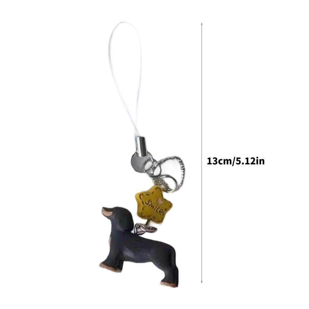 Lovely Cartoon Dachshund Phone Charm Sweet Styles Resin Materials Portable and Easy To Attach for Women and Students