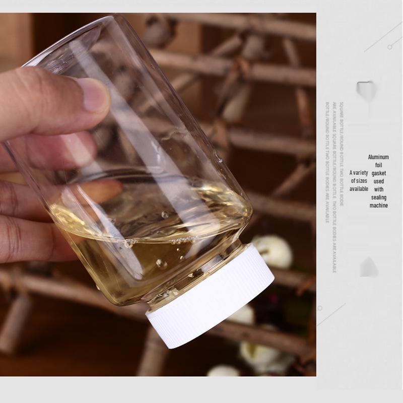 PET Wide-Mouth Transparent Dispensing Bottle with Lid - Solid/Liquid Container