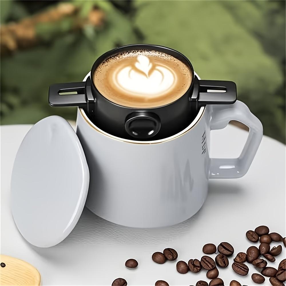 Stainless Steel Portable Coffee Filter Cup Foldable, Hand-Flush Design with Ear Hook for Easy Hanging, No Paper Needed