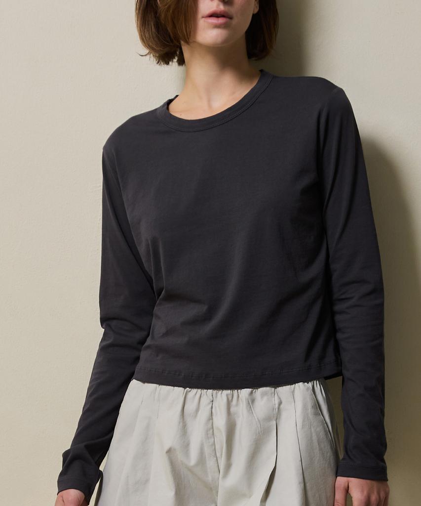 SHINE ON YOU Cotton Basic Long Sleeve T-Shirt_ Deep Charcoal