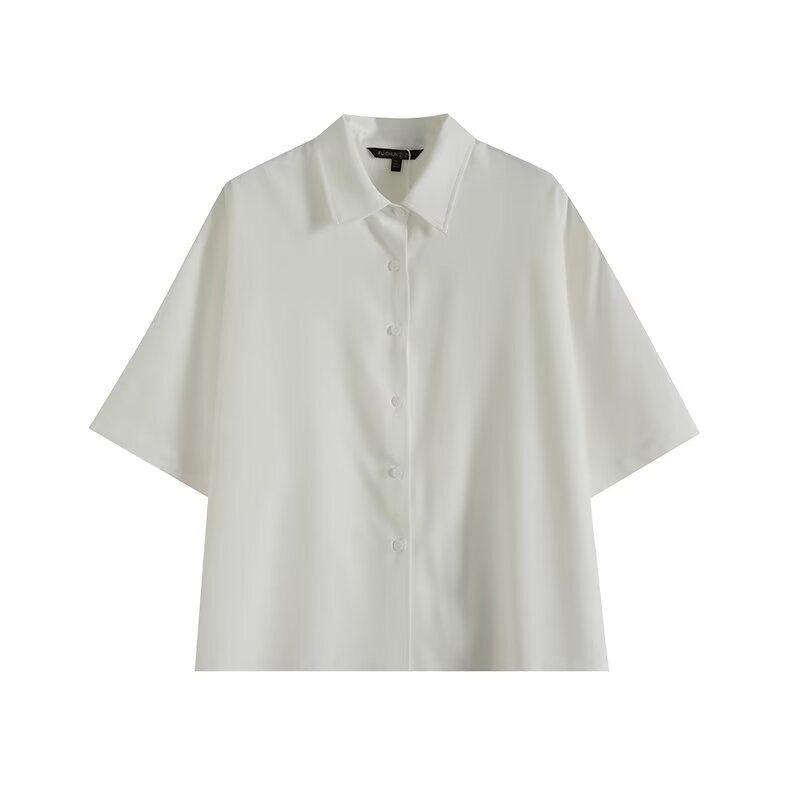 Fashion Style 2024 Summer New Arrival Women's Easiest for Match Commute Style Elegant Lapel Short Sleeve Shirt 05115577526