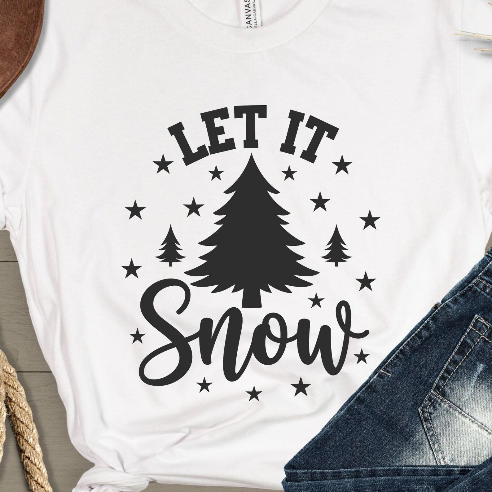 Let It Snow Christmas Tree Tee | Snowfall Skiing Winter Shirt, 8 colors M