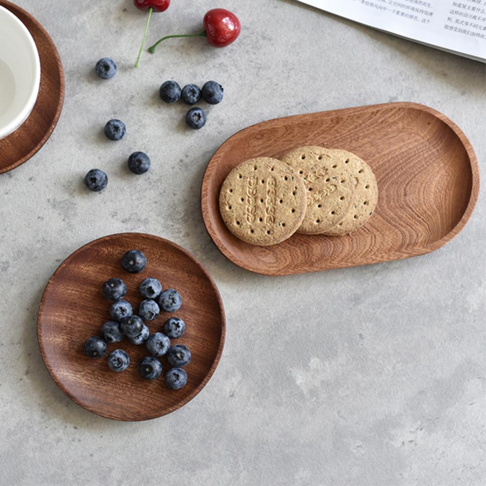 Vintage Wooden Snack Tray Cup Pad Coaster Plate Kitchen Decorative Plate Fruit Dish Sandwich Bread Buffet Salad Serving Tray
