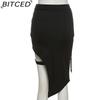 BITCED Spring Women's Solid-Color Slim-Fit High-Waisted Fashion Asymmetric Split Skirt