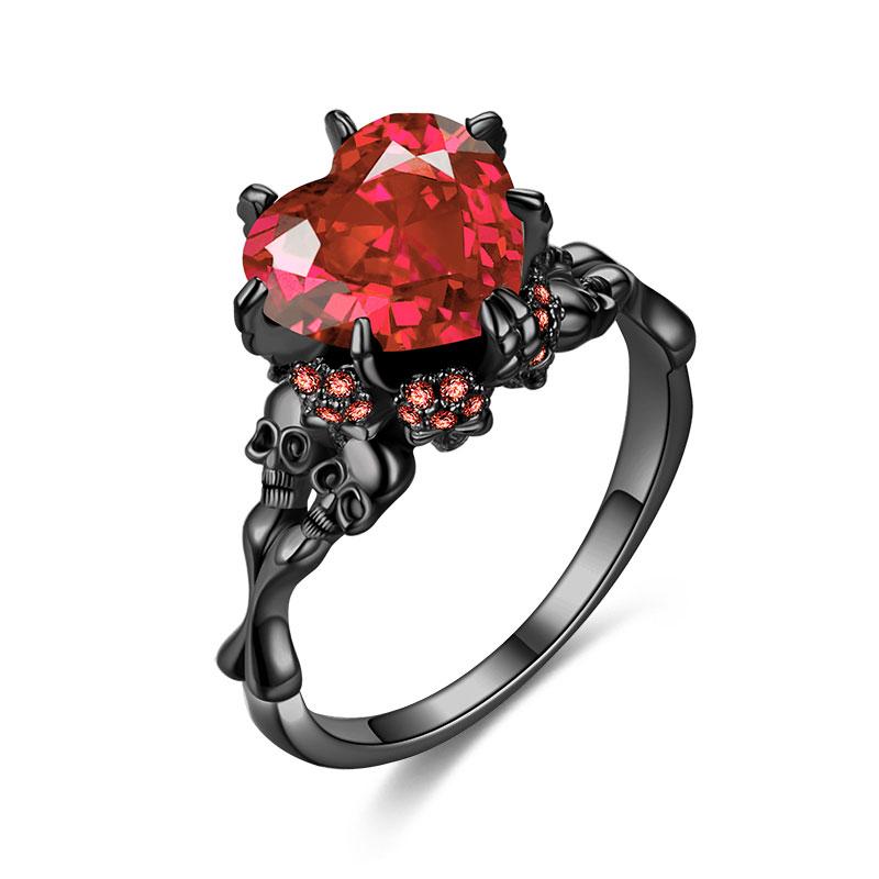 Gothic Skull Rings Engagement Black Rings for Women Accessories Halloween Gifts Jewelry