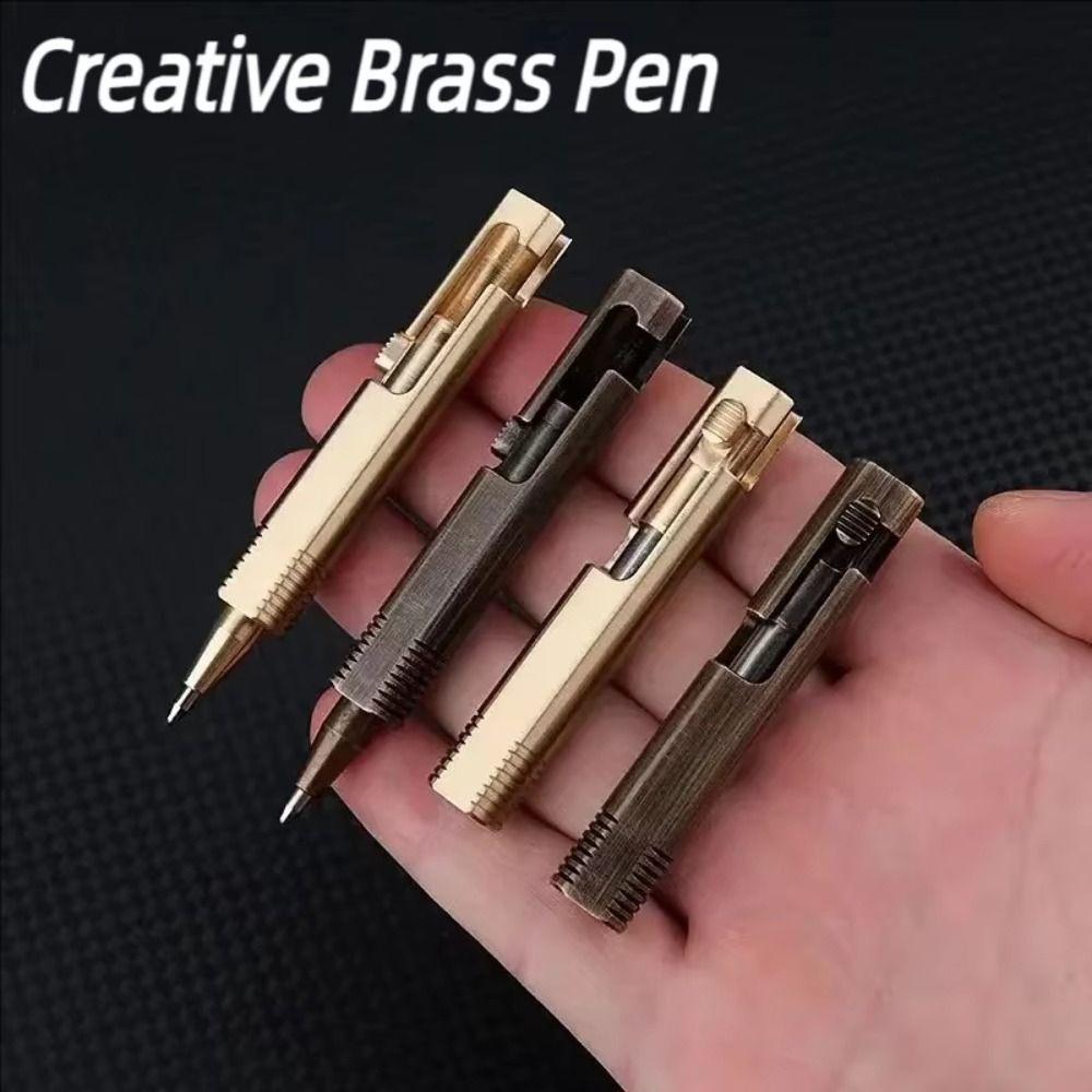 Easy Carry Mini Brass Pen All-Metal Neutral Ballpoint Pen Travel Pocket Pen Writing Instruments