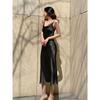 French acetate silk satin swing neck suspender dress summer drape waist hip skirt celebrity fishtail dress