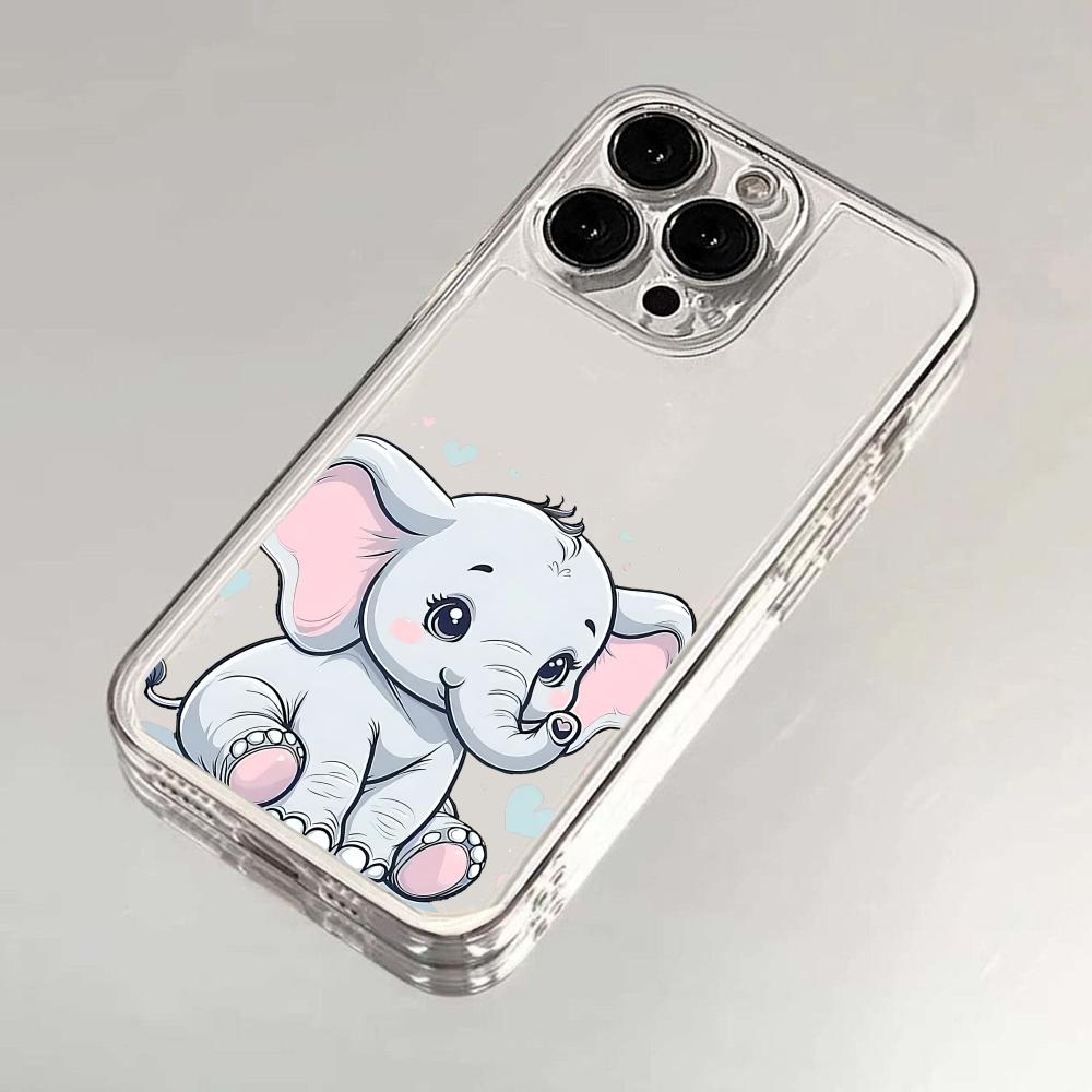Transparent TPU Phone Case with Elephant Pattern Suitable for iPhone 17 16 15 14 13 12 11 Pro/Max/Plus Anti Drop and Shockproof