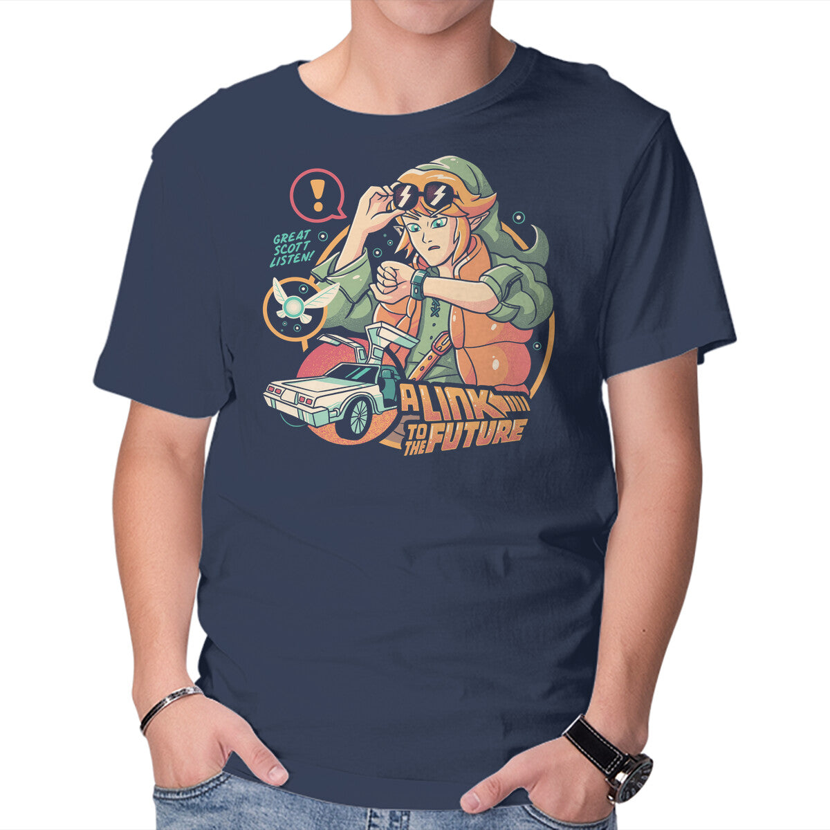 Unisex Crew Neck T-Shirt Link To The Future Graphic Short Sleeve Casual Tee XXXXL