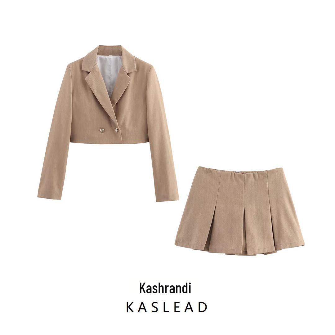 

2025 Spring Women s Fashion: European & American Style Suit Jacket and Skirt Set Small