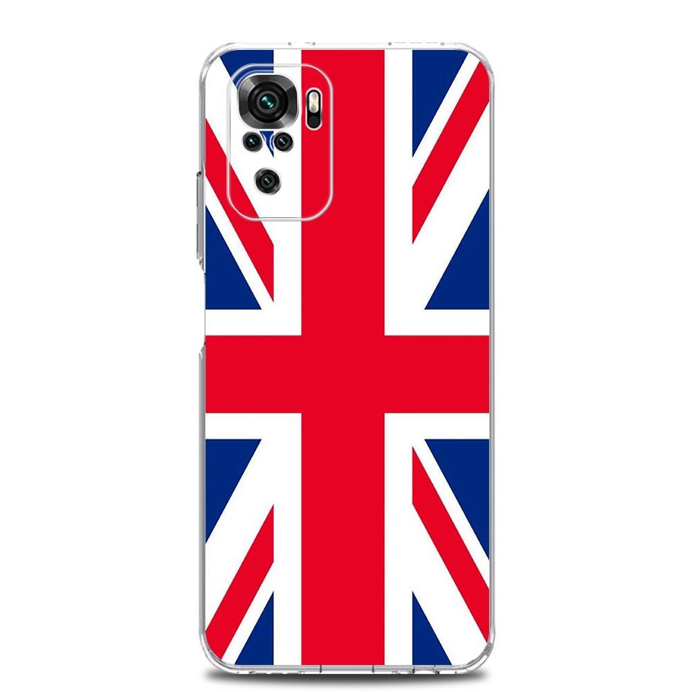 

Чехол для телефона Xiaomi Redmi Note 13 12 5G 9S 9 8 10 11 Pro Plus 4G 9T 13C 12C10C 9C 9A 7 прозрачный чехол с флагами Англии и Великобритании Redmi Note 9T