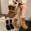 Foreign suede lamb wool medium tube short boots women's two wear autumn and winter 2025 new velvet warm and thin snow boots