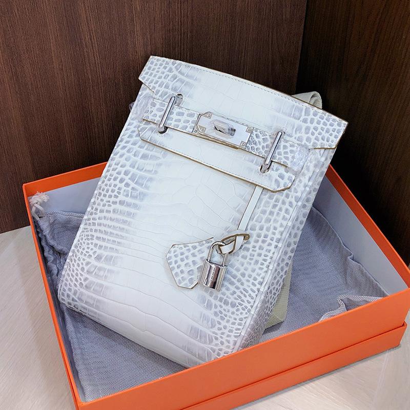 New first-layer cowhide matte crocodile pattern breast bag unisex backpack genuine leather Keli shoulder messenger bag