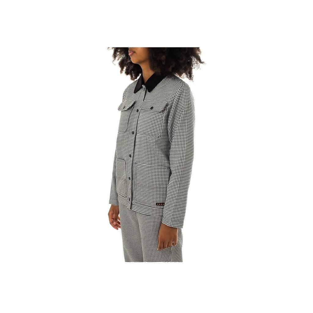 Vans Giacca Casual da Esterno a Quadri Monopetto Maniche Lunghe Giacche da Donna Nero VN0A5JMZBLK