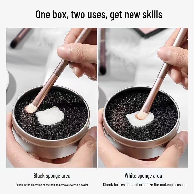 Pudełko do czyszczenia pędzli do makijażu: Płyn do czyszczenia pędzli do cieni do powiek i gąbek, Nie wymagający mycia, narzędzie kosmetyczne do czyszczenia na sucho