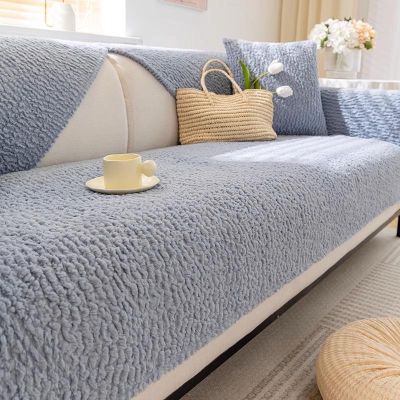 Tykk plysj Sofa Pute Vinter Varme Sofaer Matte Håndkle Anti-skli Universal Sofatrekk Kjæledyr Barn Myk Sofa Teppe Stue