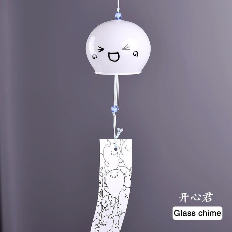 Japanese Style Cute Wind Chime Handmade Glass Painted Hanging Ornament Creative Gift for Girls
