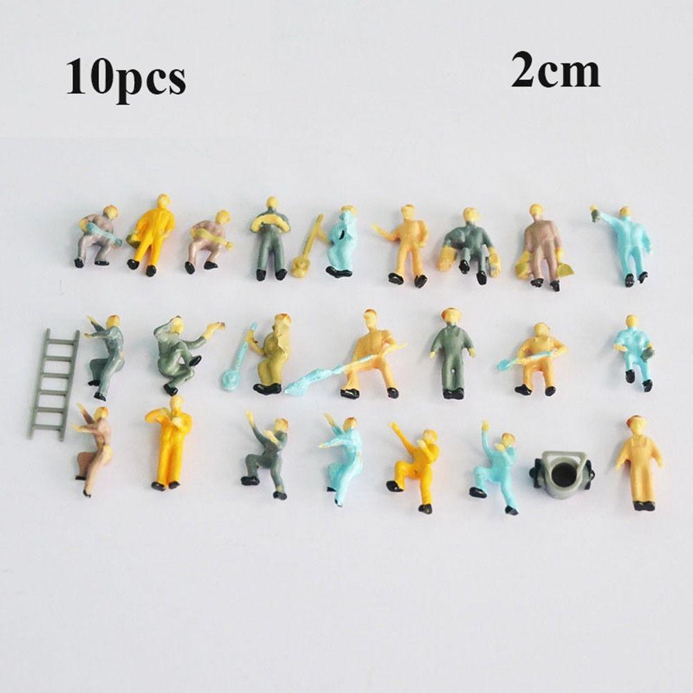 10/25PCS Mini Construction Worker Model Building People Figures Passengers Train Scenery 1/87 1/43 Scale Mixed Color Pose Crafts