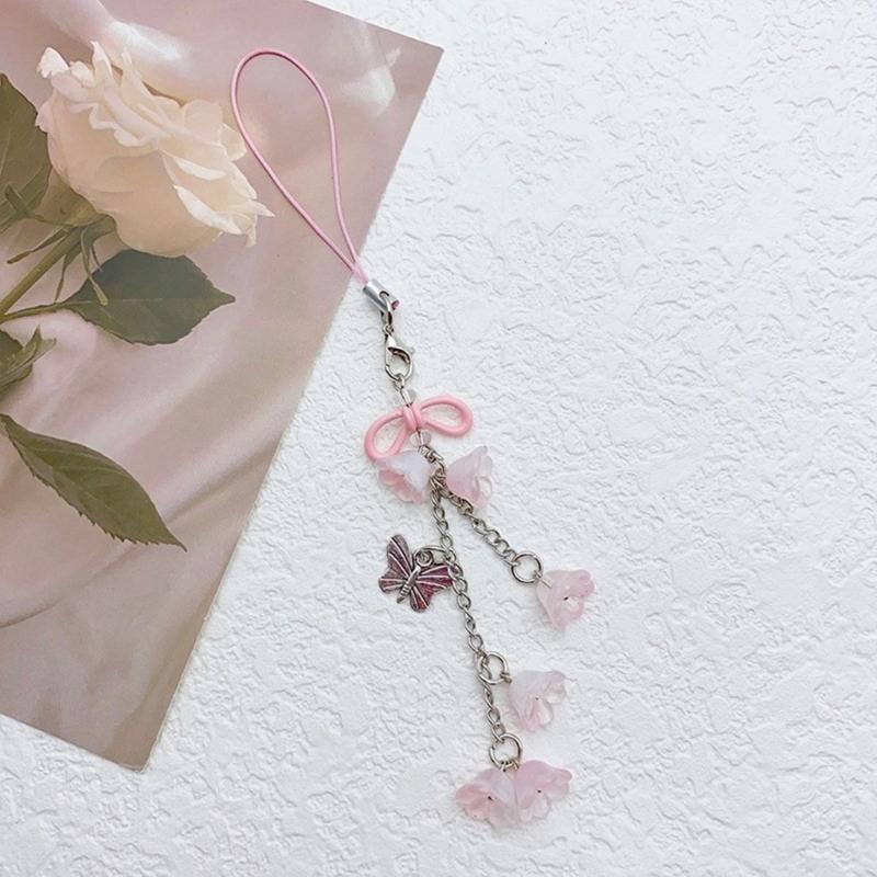 Stylish Phone Lanyard Fashionable Keychain Lilys of the Valley Flower Phone Chain Flower Camera Charm for Everyday Use