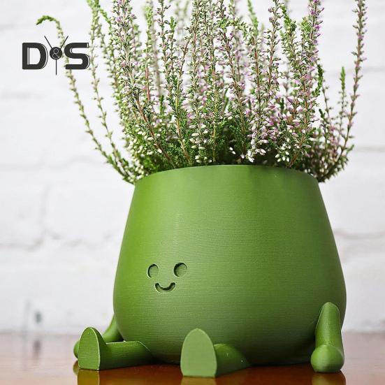 Happy Face Sukkulenten-Pflanzgefäß, 3D-gedruckt, Tisch-Blumentopf, Home-Office-Dekor, Blumentopf für Kakteen und Sukkulenten, Geschenk für Pflanzenliebhaber