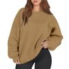 Women's Fashion Long Sleeve Loose Oversize Solid Color Half Zipper Neck Sweater Top With Pockets