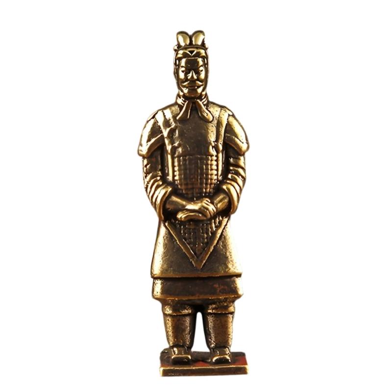 Brasses Chinese Terracotta Soldier Figurine with Antique Bronze Finish for Shelf Decors Study Accent Office Desk Display and Collector Gift