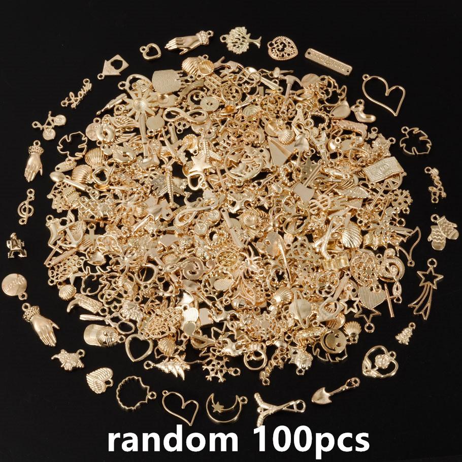 30/60/100 szt. Wielokolorowa Losowa Mieszanka Stop Metalowy Urocze Zawieszki Do Tworzenia Biżuterii Akcesoria Zwierzę Roślina Muszla DIY Bransoletki Wisiorek