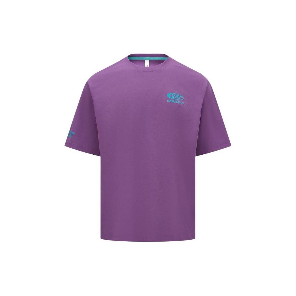 Reebok Letter Print Knitted Round Neck Short Sleeve T-Shirt Unisex Tops Purple 24SRC415UGP2