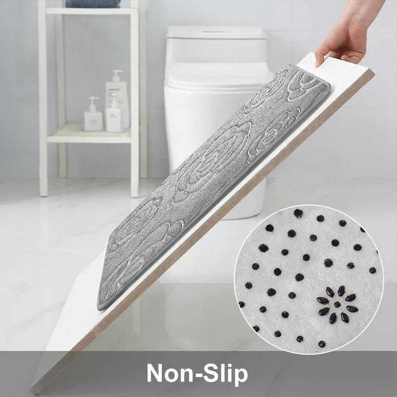 Flower Engraving Bathroom Mat Bath Non-slip Carpets In Wash Basin Bathtub Side Floor Rug Shower Room Doormat Memory Foam 3D Pad