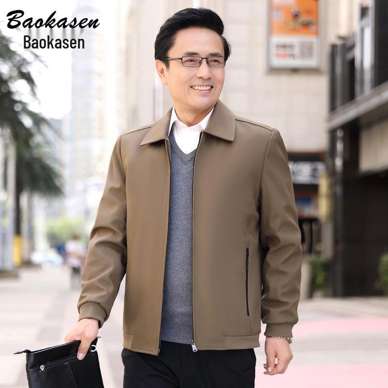 Men's Middle-Aged & Elderly Plus Velvet Thickened Jacket Coat - Suitable for Dad, Grandpa Winter/Spring/Autumn, Zhongshan Suits, 70+ Cotton Wear