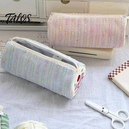 Étui de rangement pour stylos multiples Étui à crayons Gâteau aux fraises roulé, Pochette cylindrique de grande capacité, Mignon sac à papeterie pour filles et garçons, Cadeau scolaire pour enfants