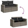 13 Pc Outdoor Sofa Set with Cushions Grey Poly Rattan