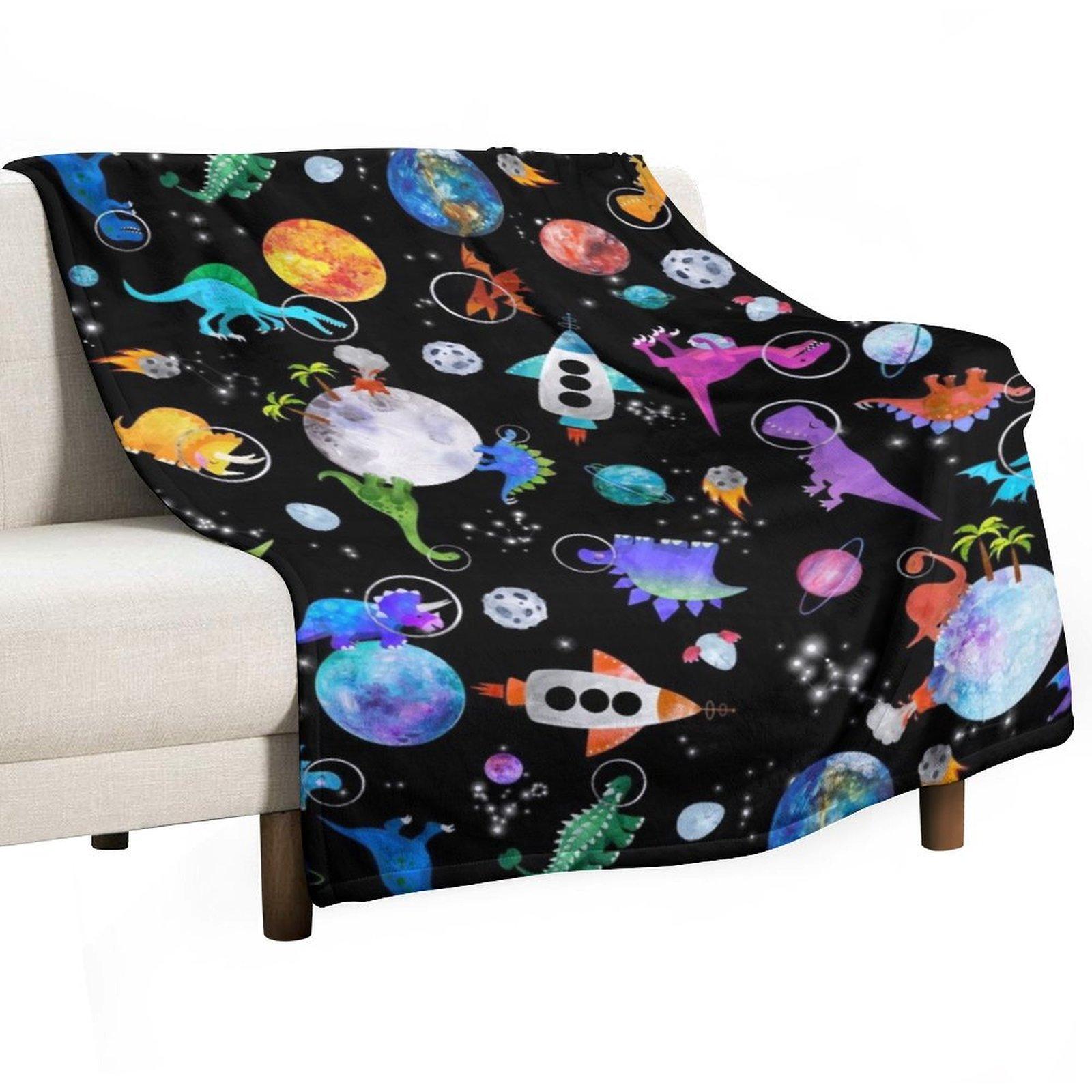 

Динозавры-астронавты в открытом космосе Плед-покрывало Квилт диван-кровать Красивые Переездные Одеяла 30x40in