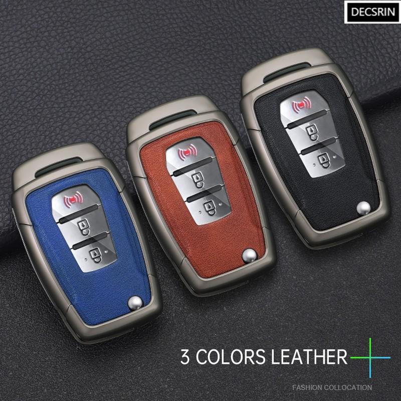 Zinc Alloy+ Leather Car Flip Key Case Cover Shell Fob For SsangYong Kyron 2 Sanka Actyon Korando Tivoli Protective Accessories