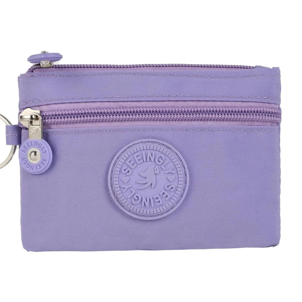 Nylon Solid Color Long Short Bank ID Credit Card Wallet Coin Keys Bags Purse Earphone Storage Bag Purse Pouch Double Zipper