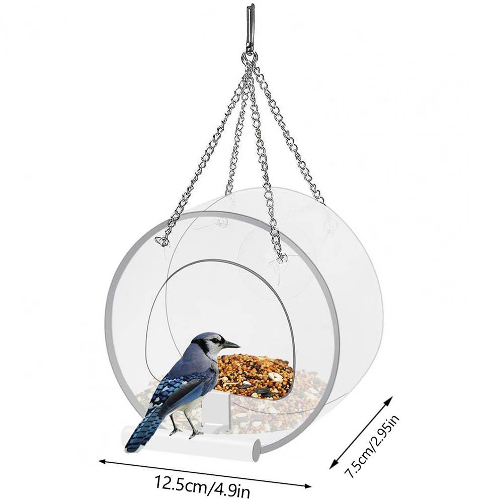 1/2 Pcs Clear Bird Feeder Acrylic Transparent Bird Food Container Outdoor Hanging Bird Feeding Station for Indoor Outdoor Garden